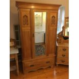 Satinwood wardrobe with mirrored door