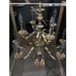 Large 12 light brass chandelier