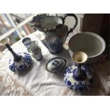 A selection of blue and white pottery including macintyre copeland spode etc...