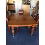 A 19th c mahogany extending dining table top scratched no extra leaves