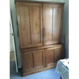 Large 19th c pitch pine double height cupboard