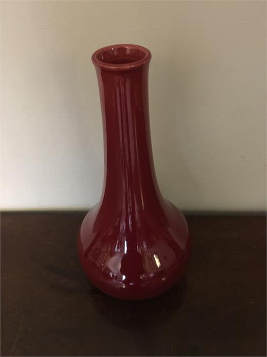 Burmantofts bottle vase deep red 25 cm high