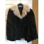 Vintage Black Fur Coat with Contrasting Collar.