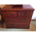 19th C mahogany chest of drawers with brass handles