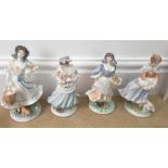 Four Royal Worcester old country ways figurines and certificates.