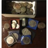 Box lot coins crowns etc.