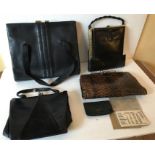 Four good quality 1940s handbags including 1940’s calendar, purse and mirror