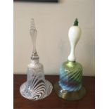 Two fine quality Nailsea glass bells with trailed decoration