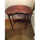 Edwardian mahogany inlaid kidney shaped occasional table