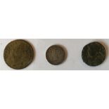 Victoria Regina to Hanover 1837 coin, Victoria D.G.Britanniar Regina F.D. 1848 coin and an Ancient R