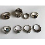 Eight silver rings