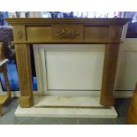 Good modern pine fire surround 154 cm wide x 102 inside 124 cms high