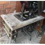 White U.S.A. sewing machine on base.