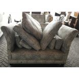 A knole 3 Seater, 2 Seater, Armchair with cushions and Poof