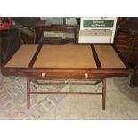 Good modern folding mahogany desk with brass fittings