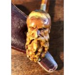 Fine quality meerschaum pipe a Turkish gentleman with beard with amber stem