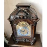 Late 19thC bracket clock with 8 day movement striking on 5 gongs