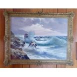 GUIDO ODIERNA (1913-1991) oil on canvas coastal scene 58 x 78 cm