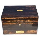 Good quality coromandel fitted dressing case, marked LUND, 24 Fleet Street, London