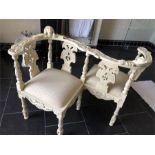 Reproduction painted love seat 130 cms w