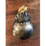 Silver table lighter with oil reservoir