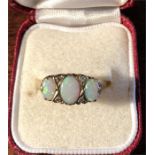 Good 9ct gold opal and diamond ring size U
