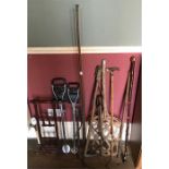 Miscellany to include post horn, shooting sticks, whips, walking sticks etc.