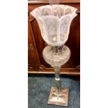 Fine quality silver plated corinthian column oil lamp by Thos. Bradbury & Sons