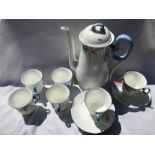 Shelley coffee service, good condition, crack to one cup