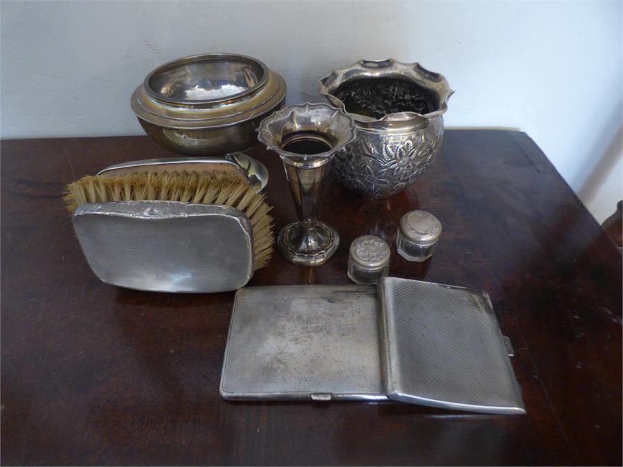 Scrap silver inc. brushes cigarette cases etc.