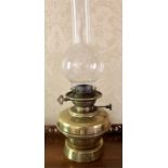 Vintage brass oil lamp 50cms h