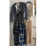 Mid 19th C silk skirt a/f velvet bodice and silk evening dress all a/f