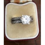 Cartier design gem set dress ring marked .585 size Q/R