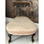 Good quality 19th c walnut nursing chair in need of TLC