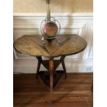 Good quality inlaid rosewood triangular drop leaf table c1870