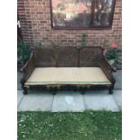 Good quality carved walnut sofa with cane back and sides, cane a/f