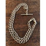 9ct gold watch chain and bar 40.7gms 55 cms long