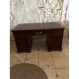 Mahogany pedestal desk c1900 152 x 75 x 81 cms finished in the round