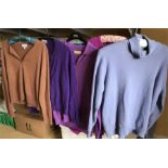Five cashmere jumpers including 2 cardigans and a roleneck, size 18/20