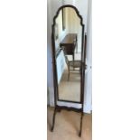 A 20thC mahogany chavel mirror