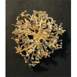 Good 18ct gold brooch set with precious stones total weight 41.7gms