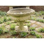 Reconstituted stone garden urn