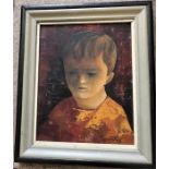 Oil on canvas portrait of a young boy by Michel Sementzeff signed lower right inscribed obverse