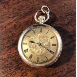 18ct gold engraved pocket watch marked 18k