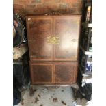 Walnut cocktail cabinet with brass fittings