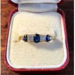 Good quality 18ct gold sapphire and diamond ring Q/R