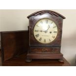 Georgian mahogany bracket clock and original bracket with single fusée movement