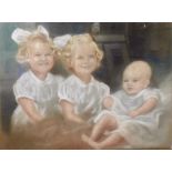 WALTER GOODIN 1907-1992 portrait of three young girls 52 x 68cm