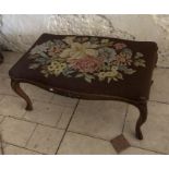 Good Victorian double stool with carved cabriole legs