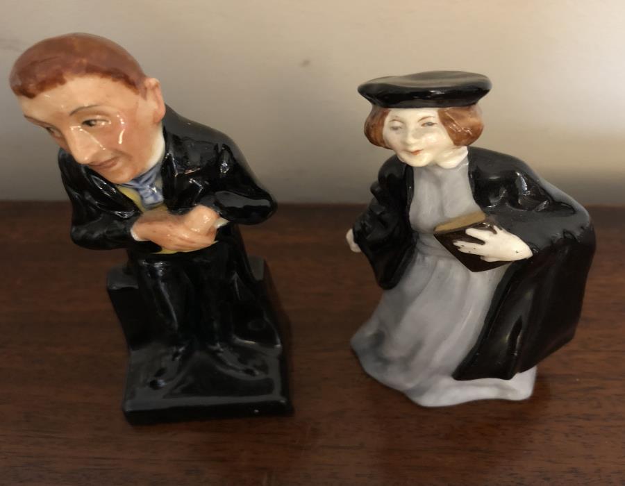 Two miniature figures Uriah Heep Royal Doulton and Portia Crown pottery